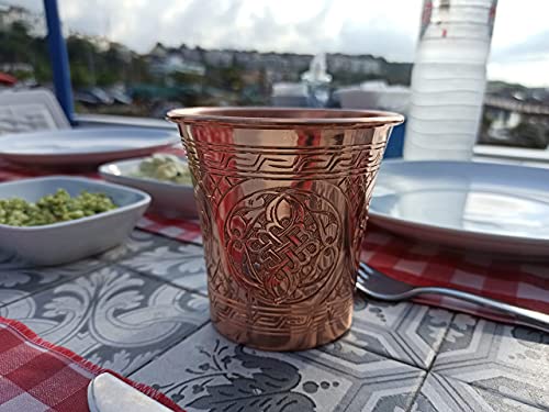 DEDE Copper - CC Series (15 oz) - Handcrafted Super Heavy Weight Drinking Cups or Serving Cold Beverages and Cocktail Mugs, Handmade Unlined Uncoated Pure Solid Copper Tumblers (Engraved) Engraved