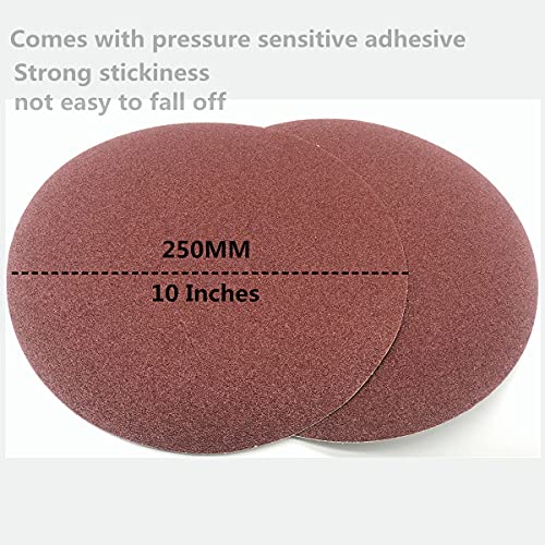 FEIHU Pack of 8 Self-Adhesive Sandpaper 251 mm (10 Inches) Grit 80 High-Quality Aluminum Oxide Abrasive Suitable for Wood, Furniture, Metal Surface Treatment