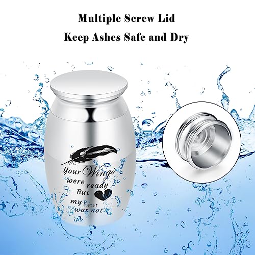 Small Urns for Ashes Keepsake Cremation Urn with Wings Charm Minis Personal Funeral Urn for Pet or Human Ashes Memorial Ash Keepsake (Silver Wings 40 * 30mm) Silver Wings 40*30mm