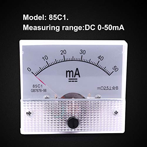 ATOPLEE DC 0-50mA analog amperemeter panel meter gauge with 85C1 scale for electrical current measurement