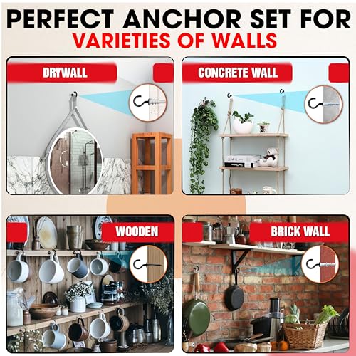 X-CUIRASS 25-piece screw hooks with self-drilling drywall anchors and expansion tubes