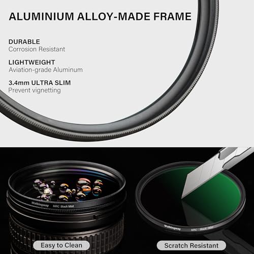 Walking Way 49MM Black Diffusion Filter 1/4 Pro Mist Dreamy Cinematic Effect Soft Focus Filter with 24 Multi-Layer Coatings for Portrait/Vlog/Video/Photography 1/4 Diffusion