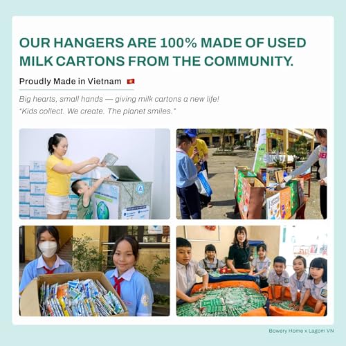 Eco-Friendly Cloth Hangers- Pack of 10- Made from 100% Recycled Milk Cartons- Sustainable Adult Hanger, Non Slip Notches - Ideal for Dresses Coats,Shirts, Skirts & More