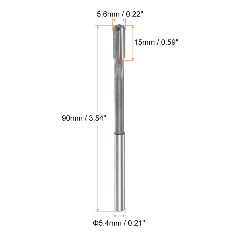 sourcing map 2 Pieces Carbide Reamer 5.6 mm, 4 Edges, H8/H7 Accuracy, Sandblasting Coating Machine Reamer for Metal Wood Straight Groove High Speed Steel Tool 5.6mm