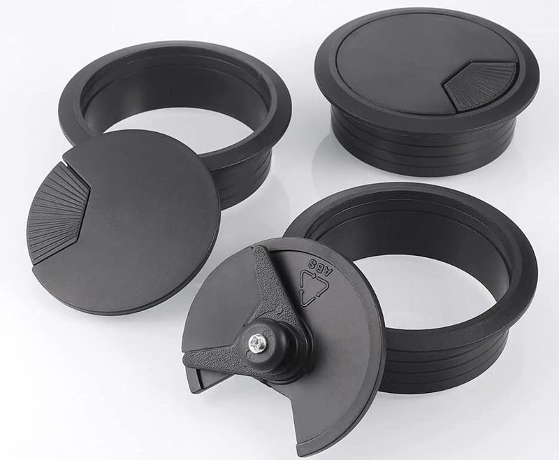 [Australia - AusPower] - 8PCS Desk Grommet, Desk Grommet 2Inch(50mm) Desk Cable Grommet Desk Cable Hole Covers with Hole Saw, Ideal Solution for Office and Home Table Cable (Black, 2Inch_50mm) 2Inch_50mm Black 8PCS 