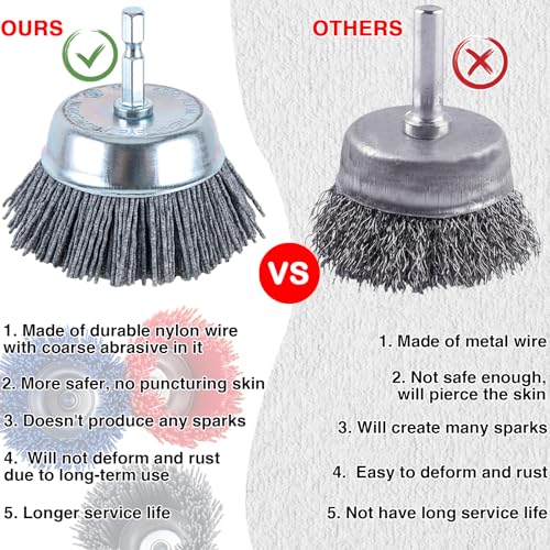 ZMCYNG nylon brush for drill, 9-piece abrasive filament nylon wire bristle cup brush set