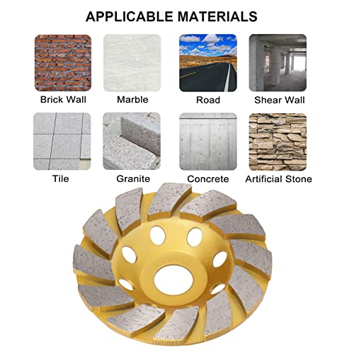 4 inch concrete grinding wheel, 12 segment high performance turbo row diamond pot polishing disc for cement, marble, stone, masonry, concrete, etc
