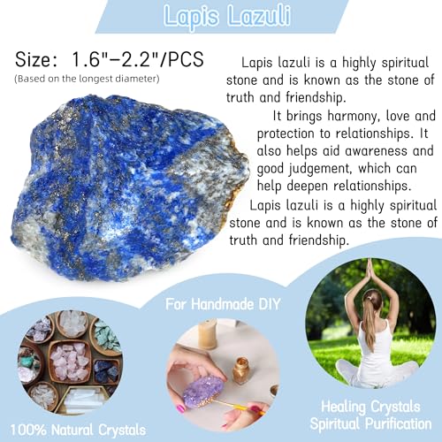 YATOJUZI Lapis Lazuli 1.8-2.2" Natural Raw Stones and Healing Crystals Large Stone Rough Crystal Rocks for Tumbling Cabbing Polishing Fountain Rocks Decoration 1PCS