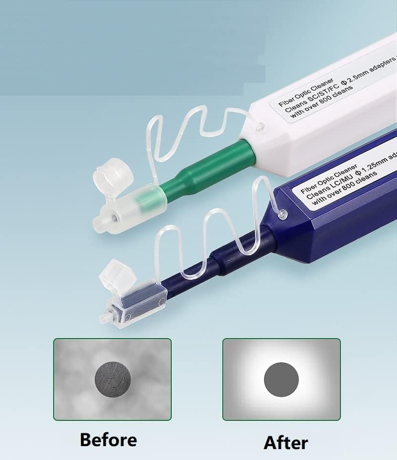 Zenithra Fiber Optic Cleaner Pen Set, 1.25mm LC/MU and 2.5mm SC/STE2000/FC Connectors - 800+ Cleans