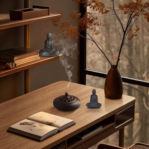 2pcs Metal Buddha Statue, Meditation Pose Sculpture, Zen Home Decor for Spiritual, Yoga Spaces Decoration Indoor & Outdoor (Metal & Clay)