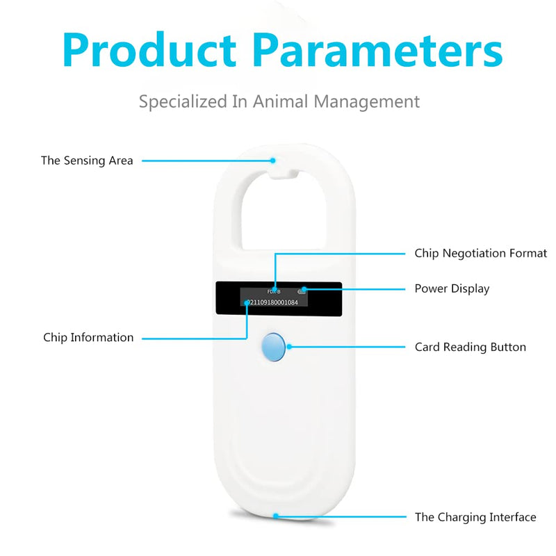 [Australia - AusPower] - Dog Microchip Reader, Pet Microchip Scanner with OLED Display Screen, Pet Chip ID Scanner Supports FDX-B (ISO11784/11785) and EMID Microchips, for Animal Management 