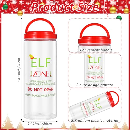 2 Pack Christmas Elf Carrier 4.7 x 4.7 x 12.2 Inch Plastic Elves Carrying Case with Lids Handle Holiday Elf Decoration Container for Xmas Holiday Family Travel Adventures Gift