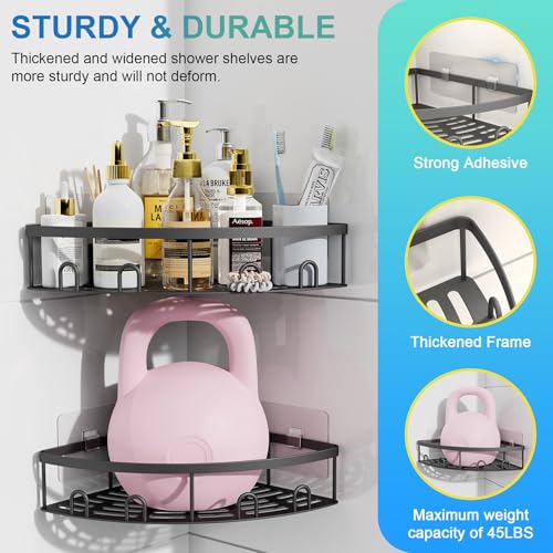 Corner Shower Caddy for Bathroom Storage,Black,2 Pack Black