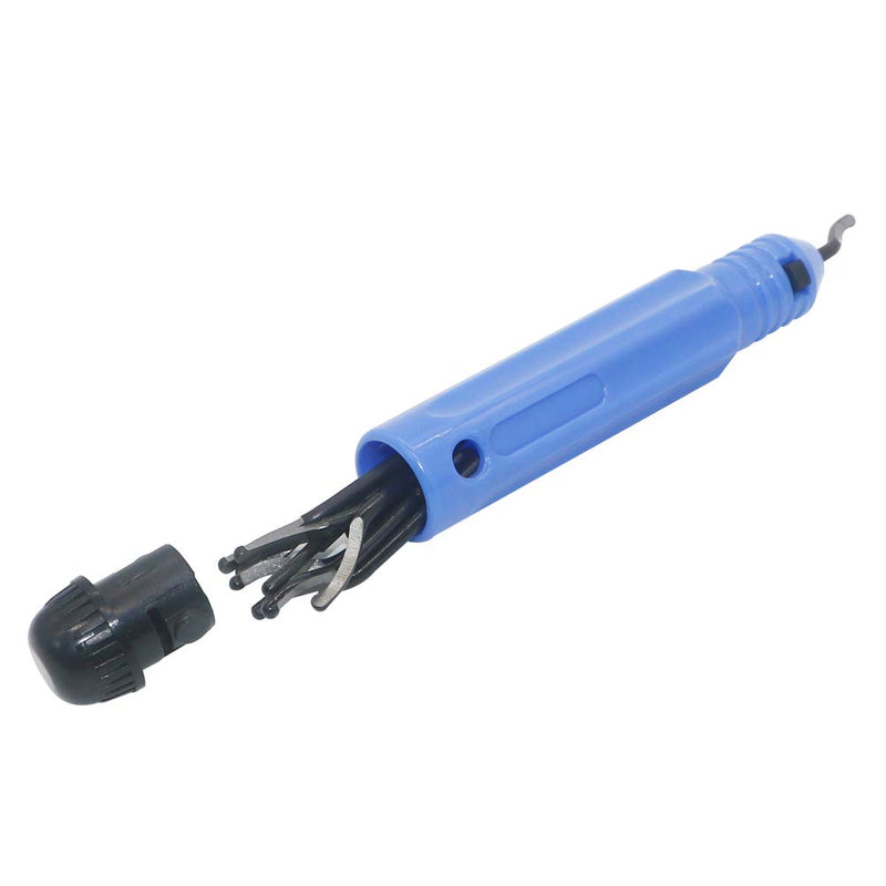 [Australia - AusPower] - Hand Metal Deburring Tool NB1100 Handle + 10 pcs BS1010 Rotary Deburr Blades, Burr Remover Hand Tool for Wood/Plastic/Aluminum/Copper and Steel 