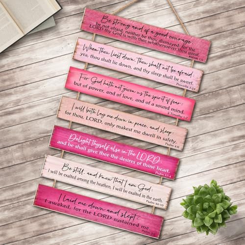 Christian Wall Art,Wood Bible Verse Hanging Sign Home Decor PINK