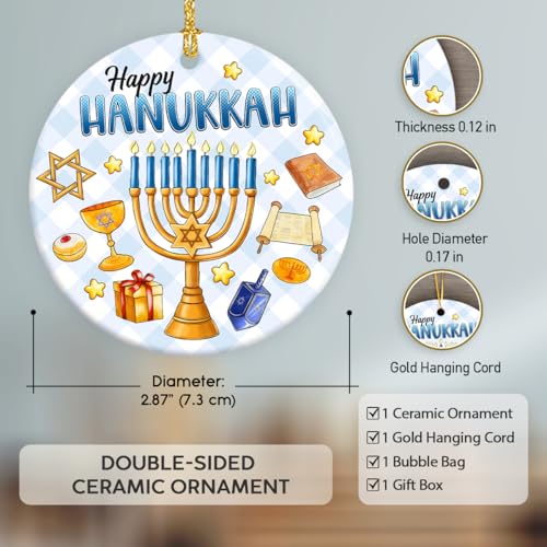 Hanukkah Gifts 2025, Meaningful Spiritual Jewish Gifts for Women, Men, Double Sided Christmas Ornament for Hanukkah Decorations Tree, Gift for Jewish Men Friends, Neighbors, Mom, Dad