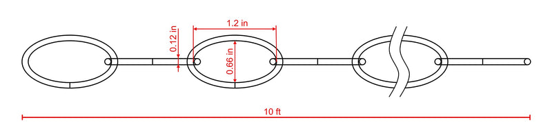 #10 X 10-ft Antique Brass Decor Chain, Oval Chain for Hanging Lights, Flower Pots, Drape Ties and Other General Applications