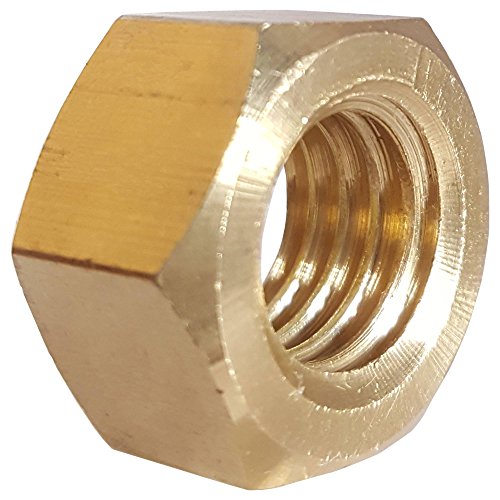 Fastenere 1/2-13 full finished hex nuts in solid brass Grade 360 with plain finish, 10-pack