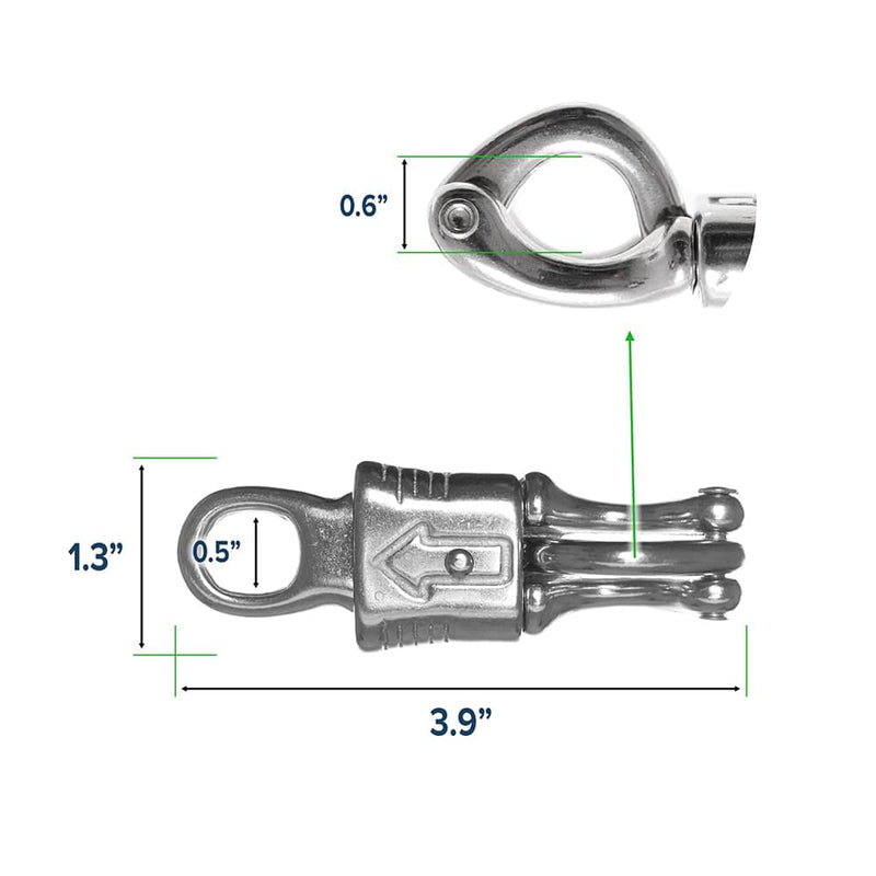 [Australia - AusPower] - Paracord Planet ½ inch Rigid Round Eye Panic Snap | 300 Pound Max Load | Home, Farm, Recreation, Marine Five Pack 