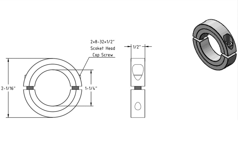 [Australia - AusPower] - AZSSMUK Bore 1-1/4'' Double Split Shaft Collar Stainless Steel Lock Collar Clamp Set Screw 2PCS (1-1/4'', 2) 1-1/4'' 
