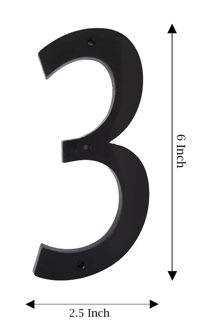 6 Inch House Numbers Contractor Pack 11 pcs - Home Address Street Number for Outdoor indoor Exterior Building Apartment Yard Farmhouse Black Hard Plastic UV resistant Numbers