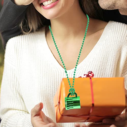 NUOBESTY 12pcs Green Shamrock Necklaces Irish Top Hat Neck Chains for St. Patricks Day Party Decorative Supplies