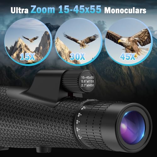 15-45x55 High Power Zoom Monocular Telescope for Adults Bird Watching 15-45x55