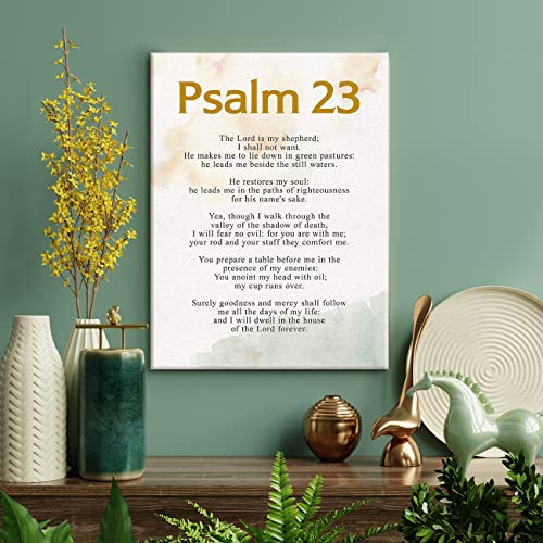 YeleY Inspirational Bible Verse Print Psalm 23 the Lord is My Shepherd Scripture Paintings Canvas Wall Art Poster Artwork Ready to Hang Modern Home Decor Psalm-1