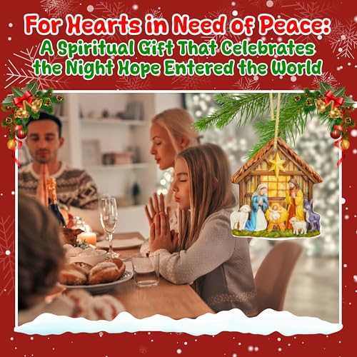 TEEZWONDER Christmas Christian Gifts for Women Men - O Holy Night 3D Porcelain Nativity Christmas Ornaments 2025 - Catholic Religious Gifts for Women Christian, Nativity Ornaments Stocking Stuffers