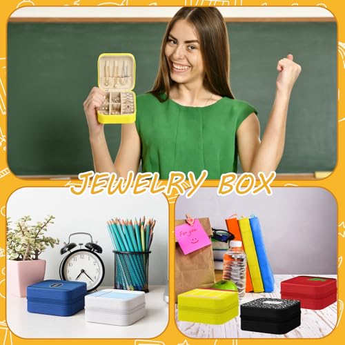 Tondiamo 6 Pcs Back to School Teacher Gifts Bulk Mini Jewelry Travel Case for Women Ring Earring Necklaces Preschool Kindergarten Gift