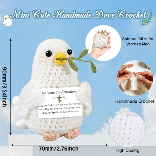 Confirmation Gifts for Women Men Religious Positive Handmade Dove Crochet On Your Confirmation