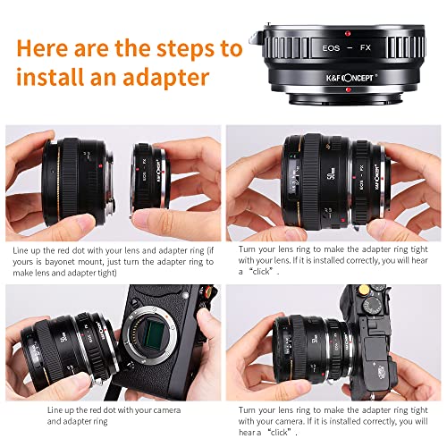 K&F Concept Lens Mount Adapter EOS EF/EFS Lens to Fuji FX Mount X-Pro1 X Camera X-Series Mirrorless Cameras EOS-FX