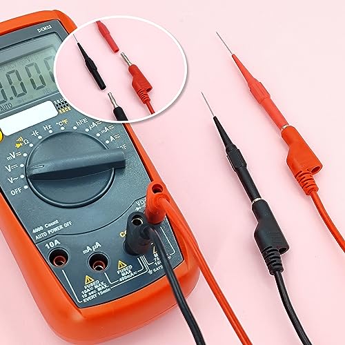 8pcs Multimeter Test Leads Set with 4mm Banana Plugs | 8 piece set includes 2 double banana plug cables, 2 alligator clip cables and 4 fine test probes in red/black