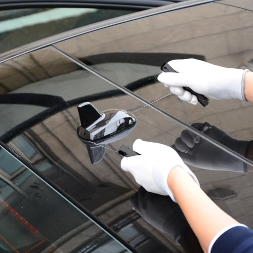 Ehdis Car Emblems Remover Logo Remover with 3 Replacement PE Lines and 2 Aluminum Handles No Scratch for Emblems Remove Car Logo (Black) black