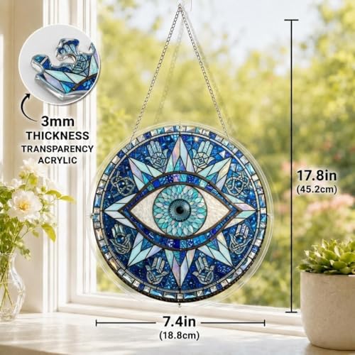 Evil Eye Acrylic Jigsaw Puzzle Suncatcher, Acrylic Window Art, Home and Garden Decor 70 Pieces, 7.4in Evil Eye 1 18.8cm/7.4in