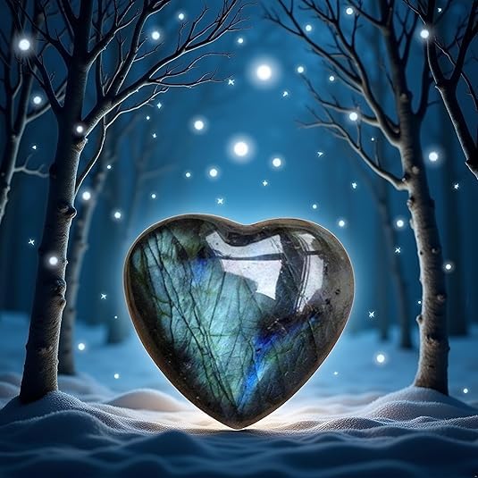1PC Natural Blue Moonstone Heart Crystal,Heart Shape Polished Crystal Stone Palm Stone Healing Gemstone Reiki Balancing Aesthetic Room Decor Ornaments Valentine's Day,Indoor Fountain Accessories