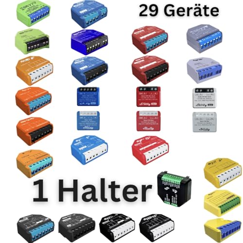 DIN Rail Holder Fits Shelly Relay 42 Models - Plus 1, 1PM, 2PM, Mini, Gen3, Gen4, i4 DC, Dimmer, RGBW2, Wave, EM, AddOn, DALI, Shutter - WAGO 221, PETG, 1 Piece Solo