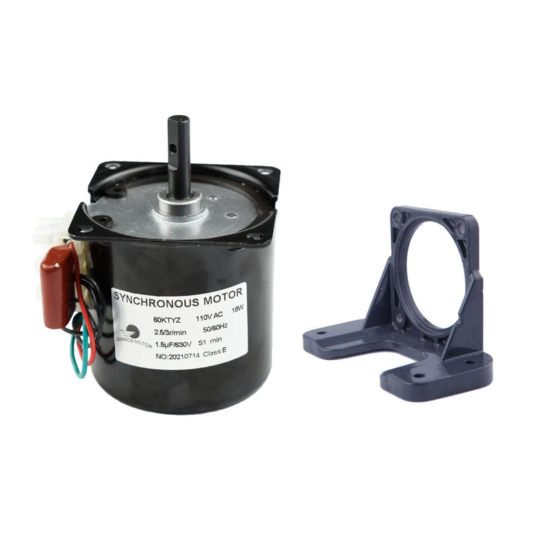 CHANCS Permanent Magnet Motor 60KTYZ AC 110V 2.5-3RPM CW/CCW Synchronous Gear Motor with Motor Bracket Support Fixed Base 2.5/3r/min Motor+Bracket