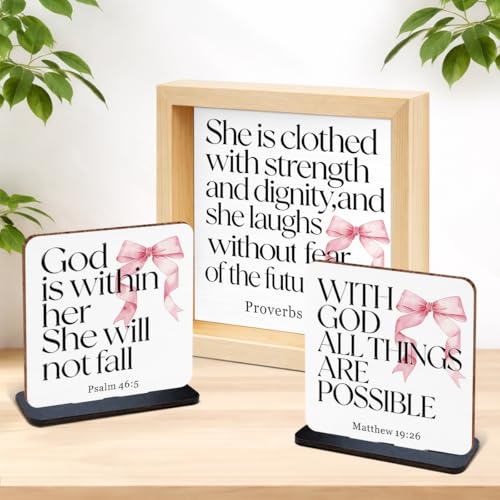 3 Pcs Bible Verses Decorations Christian Wooden Decor Sign - Christian Gift Pray