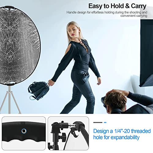 WELLMAKING 43'' Reflector Photography with Tilt Adapter for Studio Outdoor 43 Inch (110cm)