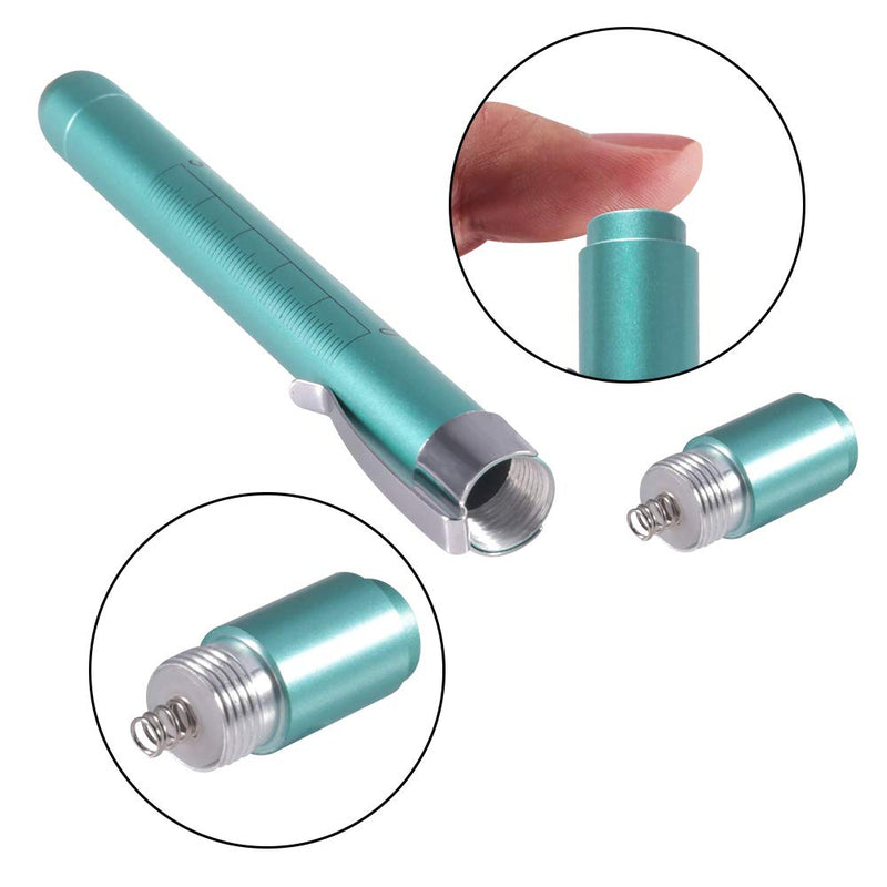 Aokin Pen Light with Pupil Gauge, Reusable LED Penlight Medical for Doctor Nurse Diagnostic etc, White Light, Purple and Teal