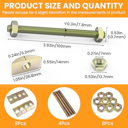 DALQUIS M8x100mm countertop connector bolts with half moon spacers for furniture assembly, pack of 2 sets