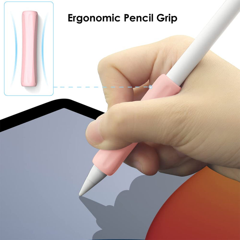 [Australia - AusPower] - ProElife 2-Pack Ergonomics Grip Holder Anti-Rolling Protective Sleeve Cover for Apple Pencil 2nd & 1st Gen 2022-2018 iPad Pro 12.9'' 11''/Air 10.9'' Stylus Accessory Kits (Pink/Purple) Pink/Purple 