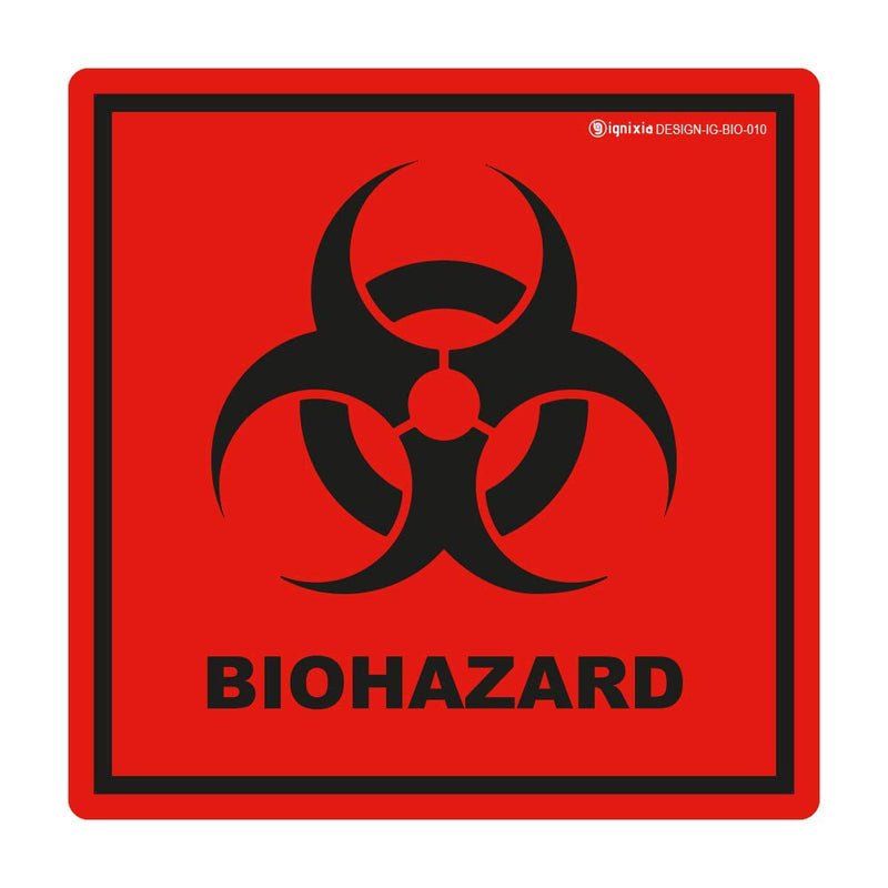 Biohazard Stickers- 5.5" x 5.5" Biohazard Labels (Pack of 10) - UV Coated Label- Biohazard Warning Sign for Labs, Hospitals and Industrial Use Universal Biohazard Symbol by Ignixia (30) 30