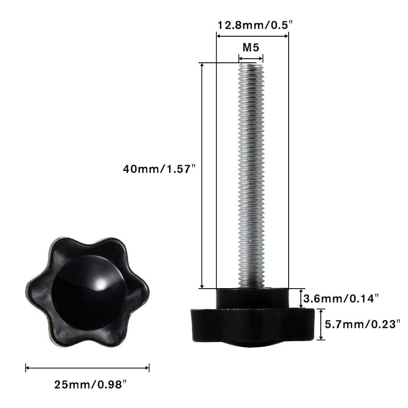 [Australia - AusPower] - SPEEDWOX 6 Pcs Clamping Screw Knob M5 x 40 Plum Hex Shaped Hand Knobs Knurled Thumb Screw Handle Clamping Knob Male Thread Metric Thread M5*40 
