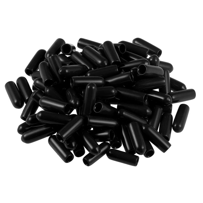 [Australia - AusPower] - uxcell 200pcs Rubber End Caps 4mm ID Vinyl Round End Cap Cover Screw Thread Protectors Black 