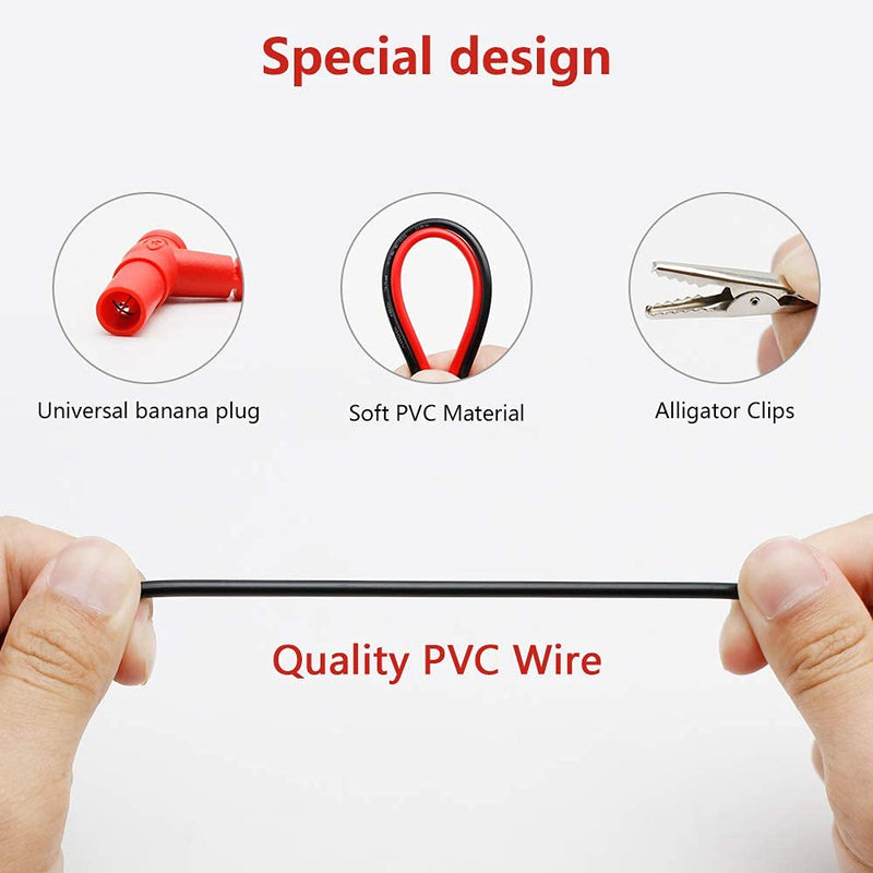 [Australia - AusPower] - Multimeter Test Leads Kit, Precision 1000V 20A Digital Multi Meter Clamp Tester Probe Test Probes Leads with Alligator Clips, for Multimeter Electronic Test Leads Multimeter Accessories (6 pcs) 