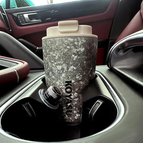 KOYASU Ti-Zen Titanium Travel Coffee Mug - 12oz Ultralight Insulated Tumbler - Premium EDC Gear & Tactical Accessories - Heavy Duty Cup - Crystallized Texture Thermal Flask - Nimbus Gray