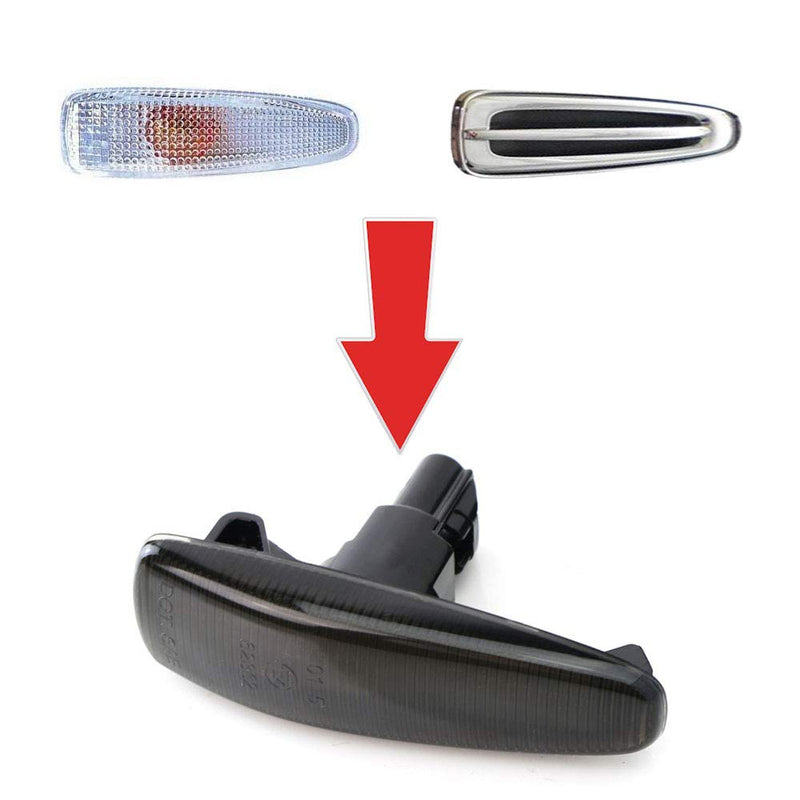 iJDMTOY Smoked Sequential Blink Amber LED Side Marker Light Assembly Compatible With Mitsubishi Lancer Evo X Mirage Outlander Sport, Powered by 36-SMD LED, Replace OEM Sidemarkers Smoked Lens Amber Sequential LED