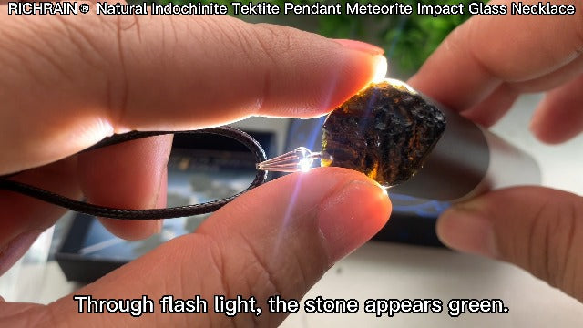 RICHRAIN Natural Indochinite Tektite Pendant Meteorite Impact Glass Jewelry